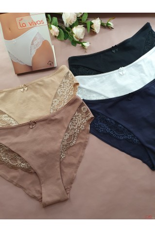 Жіночі бавовняні сліпи з мереживом з ефектом утяжки La Vivas 20297